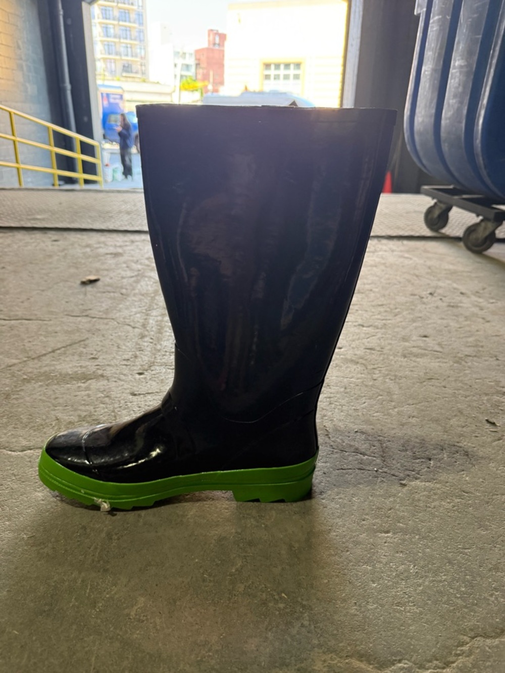 Marc Jacobs Black Rain Boots with Green Sole